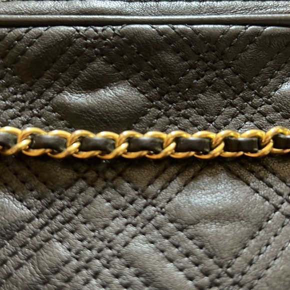 Authentic Black Leather Coach Crossbody Purse with Gold Chain Strap - Picture 16 of 16